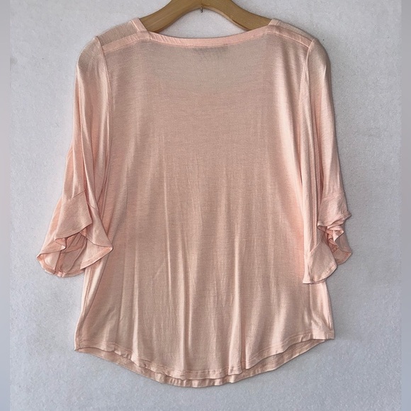 2 for $26 Loft Elbow Sleeve Pink Pullover Square Neck Lightweight Tee Large - Picture 3 of 5